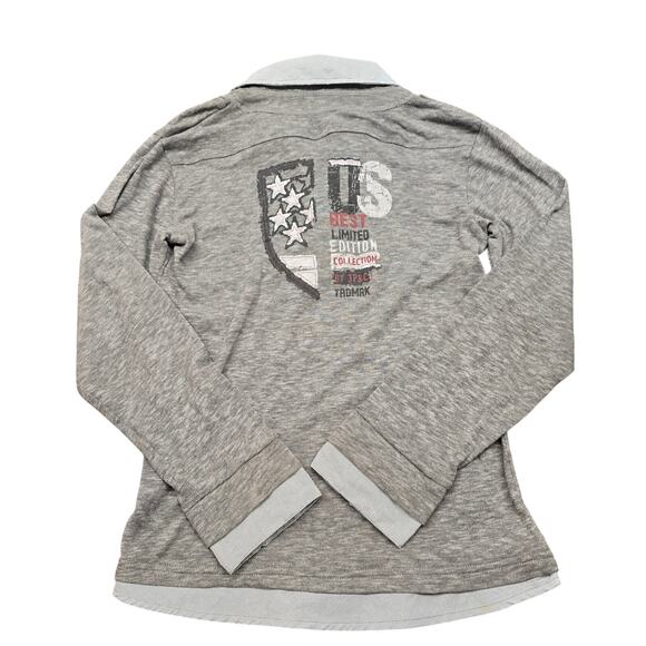 NEW NWT Boy's 3pommes Gray Collared Layered Look Long Sleeve - Size 12 - Picture 2 of 9